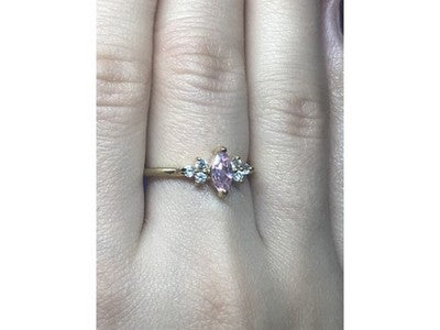 925 Sterling Silver Gold Plated Pink & White CZ Ring Size 8