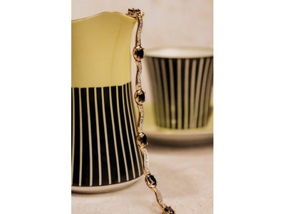 925 Sterling Silver Gold Plated Sapphires Bracelet
