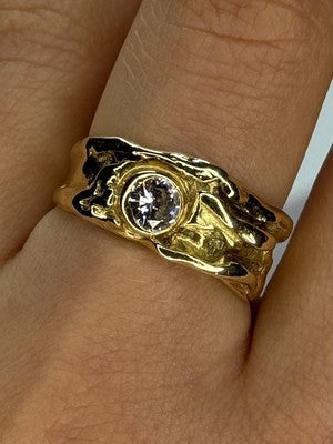 18K YELLOW GOLD DIAMOND 0.60 CARATS RING SIZE 7.5