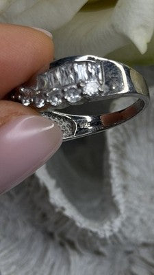 Wave Vintage Band 925 Sterling Silver Cz Ring Size 8.5