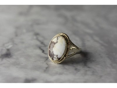 Vintage 925 Sterling Silver Moss Agate Ring Size 5.5