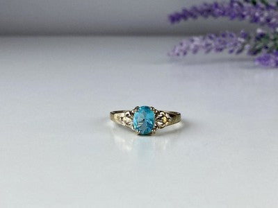 925 Sterling Silver Blue Topaz Ring Size 10
