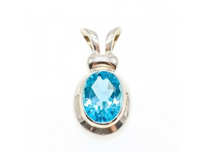 925 Sterling Silver Blue Topaz Pendant