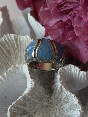 925 Sterling Silver Sodalite Ring Size 6.5
