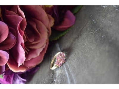 925 Sterling Silver Pink CZ Ring Size 6.5