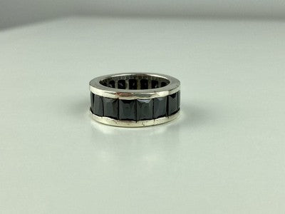925 Sterling Silver Blue CZ Ring Size 7.5