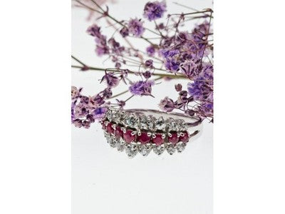 925 Sterling Silver Pink Spinel & CZ Ring Size 9.25