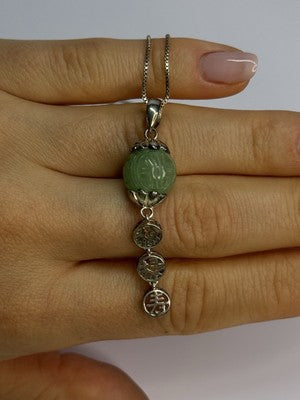 925 Sterling Silver Jadeite Necklace Length 18 Inch