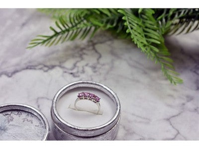925 Sterling Silver Pink CZ Ring Size 6.5