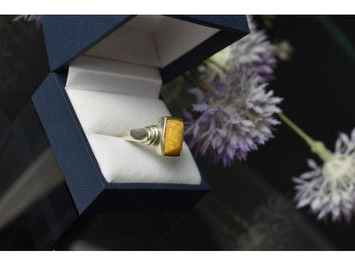 925 Sterling Silver Yellow Jasper Ring Size 7.5