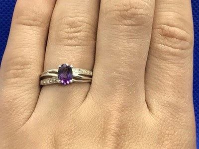 925 Sterling Silver Amethyst Ring Size 7