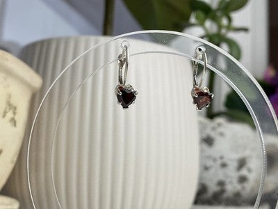 925 Sterling Silver Spessartine "Hearts" Earrings