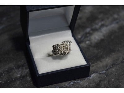925 Sterling Silver Marcasites Ring Size 5.5