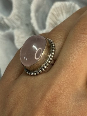 Beautiful Vintage 925 Sterling Silver Morganite Ring Size 5.5