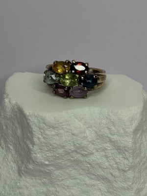 925 Sterling Silver Multicolor Spinel Ring Size 6