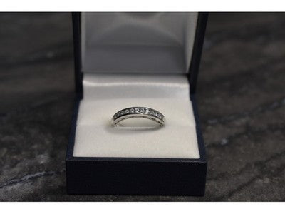 925 Sterling Silver CZ Band Ring Size 8