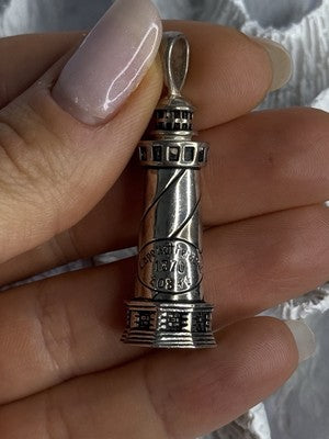 925 Sterling Silver Cape Hatteras Outer Banks Lighthouse Pendant Length 1.87 Inc