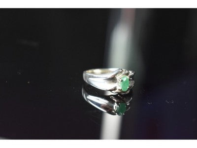 925 Sterling Silver Emerald Ring Size 9.5