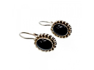 Vintage 925 Sterling Silver Onyx Earrings