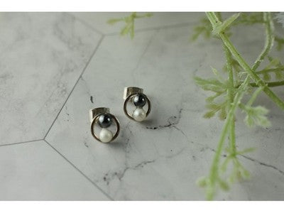 10K White Gold Pearls Earrings Italy