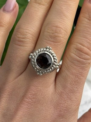 Vintage 925 Sterling Silver Brown Tourmaline Ring Size 9