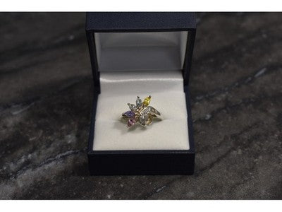 925 Sterling Silver Multicolor CZ Ring Size 9