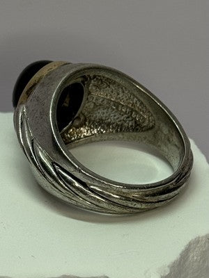 925 Sterling Silver & 14K Gold Bezel  Agate Ring Size 9.5