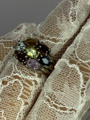 925 Sterling Silver Multicolor Spinel Ring Size 6