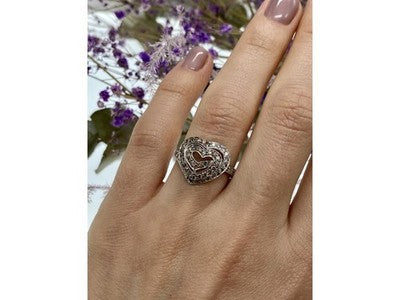 925 Sterling Silver Sapphires "Heart" Ring Size 7