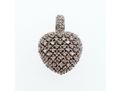 925 Sterling Silver White & Black Spinel Heart Pendant