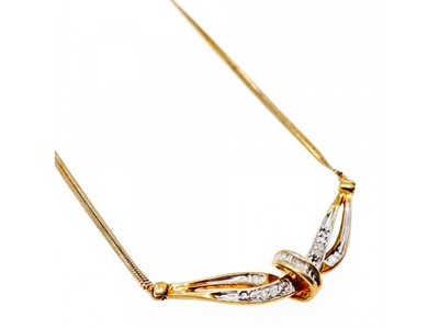 925 Sterling Silver Gold Plated White Spinel Necklace 17.7 in