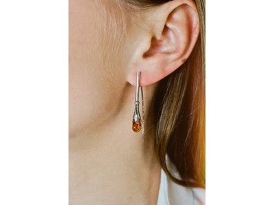 925 Sterling Silver Amber Earrings
