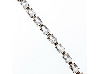 925 Sterling Silver White/Colorless Spinel Bracelet Size 6.7 IN