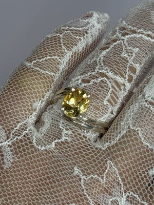 925 Sterling Silver Citrine Ring Size 8