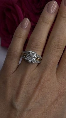 Verragio 925 Sterling Silver & Gold Plated Part Cz Ring Size 8