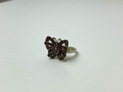 925 Sterling Silver Iolite & Pink Topaz "Butterfly" Ring Size 8