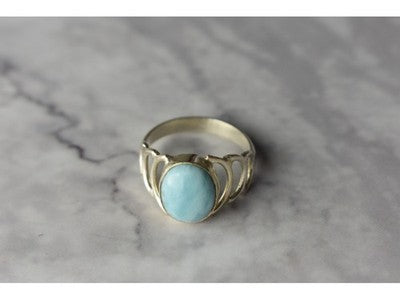 925 Sterling Silver Larimar Ring Size 7