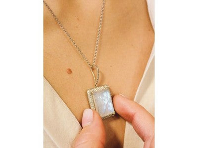 925 Sterling Silver Moonstone & CZ Chain With Pendant