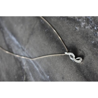 925 Sterling Silver CZ Chain With Pendant Italy