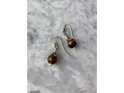 Vintage 925 Sterling Silver Agate Earrings