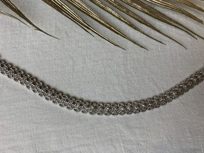 925 Sterling Silver White Topaz "Openwork" Bracelet Size 7 IN