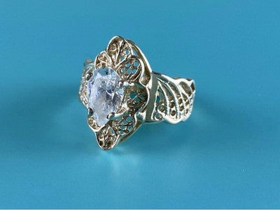 925 Sterling Silver White CZ Openwork Ring Size 6.5