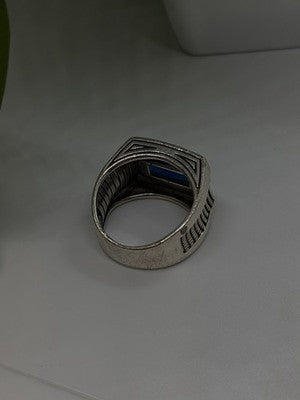 HarlemBling 925 Sterling Silver Sapphire & Marcasite Ring Size 8
