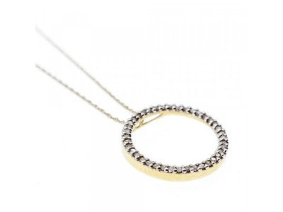 14K Yellow Gold Diamonds Chain With Pendant