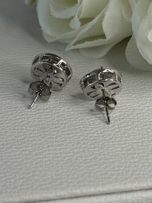 925 Sterling Silver CZ Stud Earrings Length 0.50 Inch