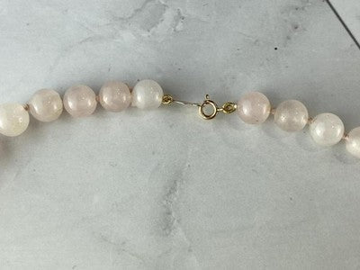 14K Yellow Gold Rose Quartz "Angel Heart" Necklace Pendant