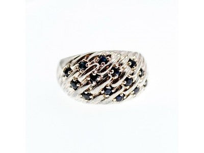 925 Sterling Silver Sapphires Ring Size 7