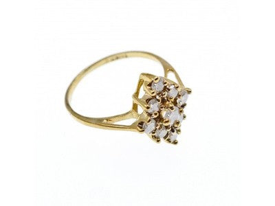 10K Yellow Gold White Sapphire Ring Size 5.5