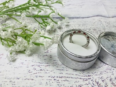 925 Sterling Silver Red & White CZ Band Ring Size 8.5