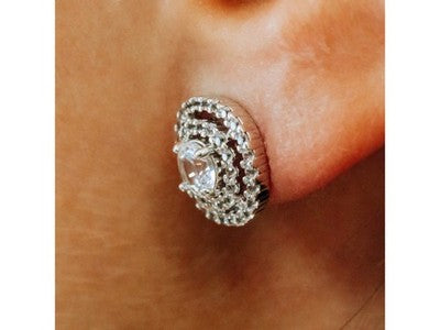 925 Sterling Silver CZ "Holiday" Stud Earrings